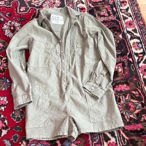 Frank & Eileen Olive Button-Up Romper